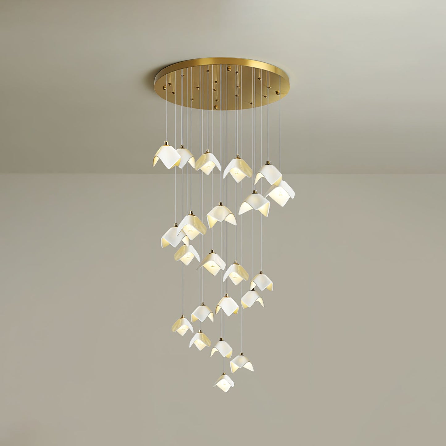 Orlani Cascade Stairs Chandelier - Elegant Design with Dimmable Lighti
