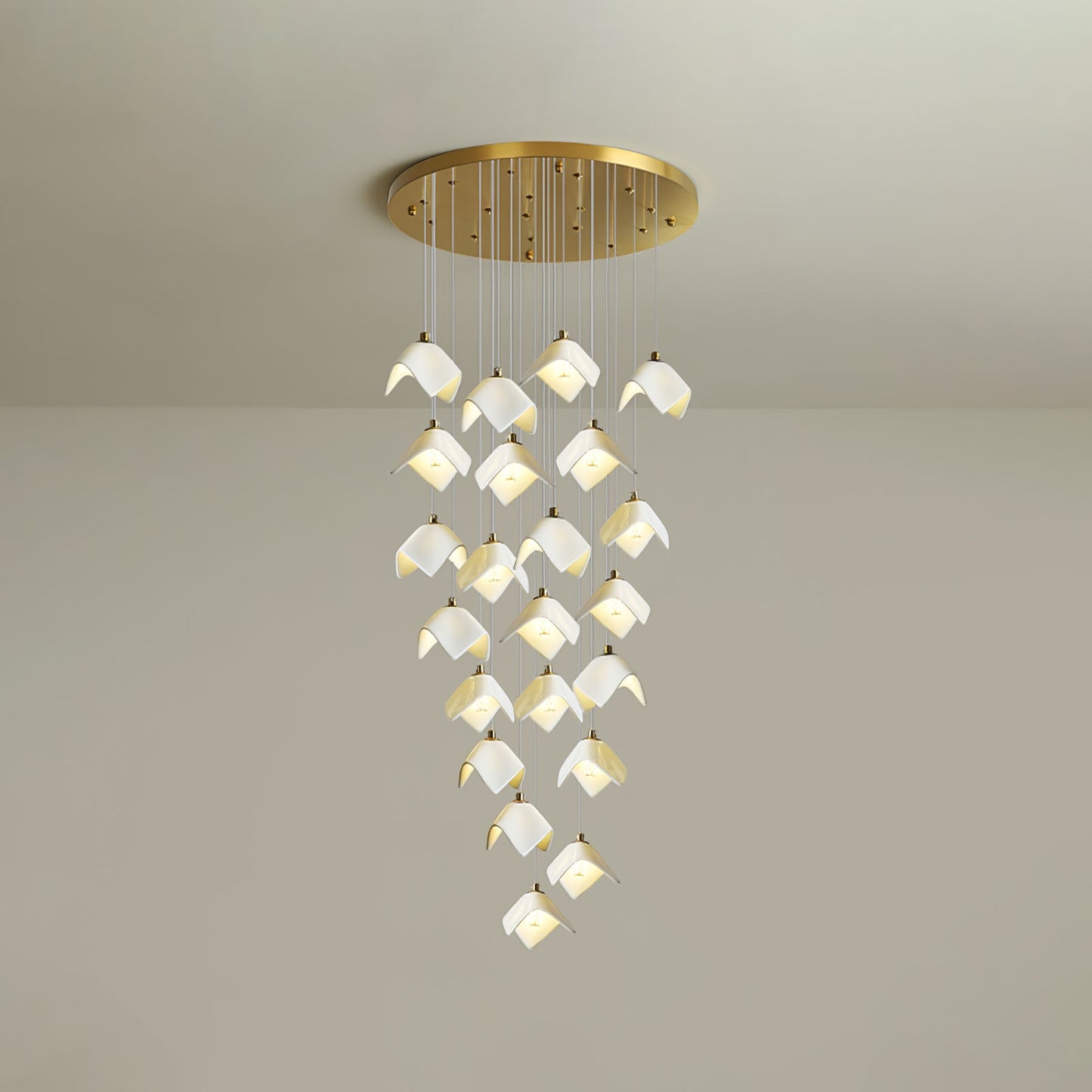 Orlani Cascade Stairs Chandelier - Elegant Design with Dimmable Lighti