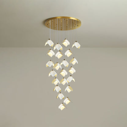 Orlani Cascade Stairs Chandelier - Elegant Design with Dimmable Lighti