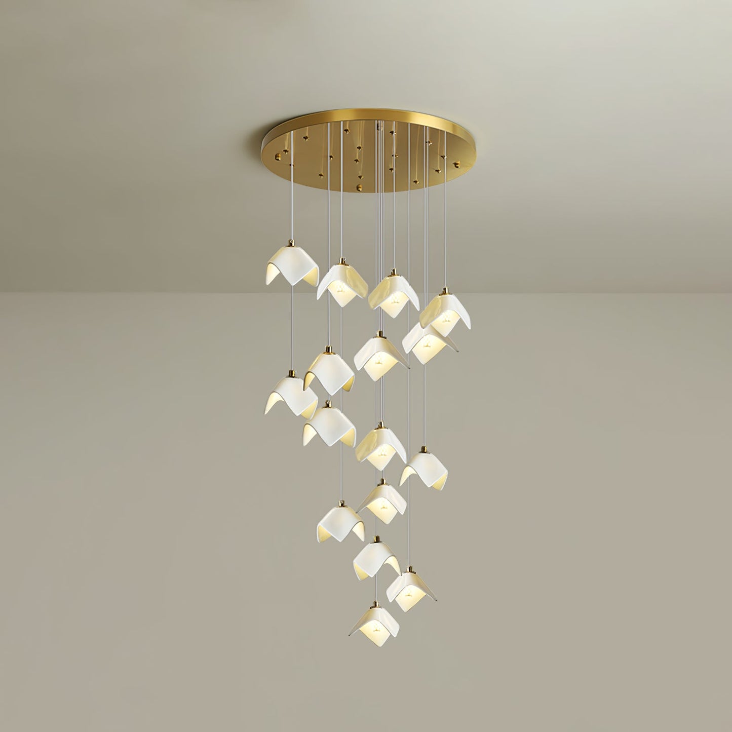Orlani Cascade Stairs Chandelier - Elegant Design with Dimmable Lighti