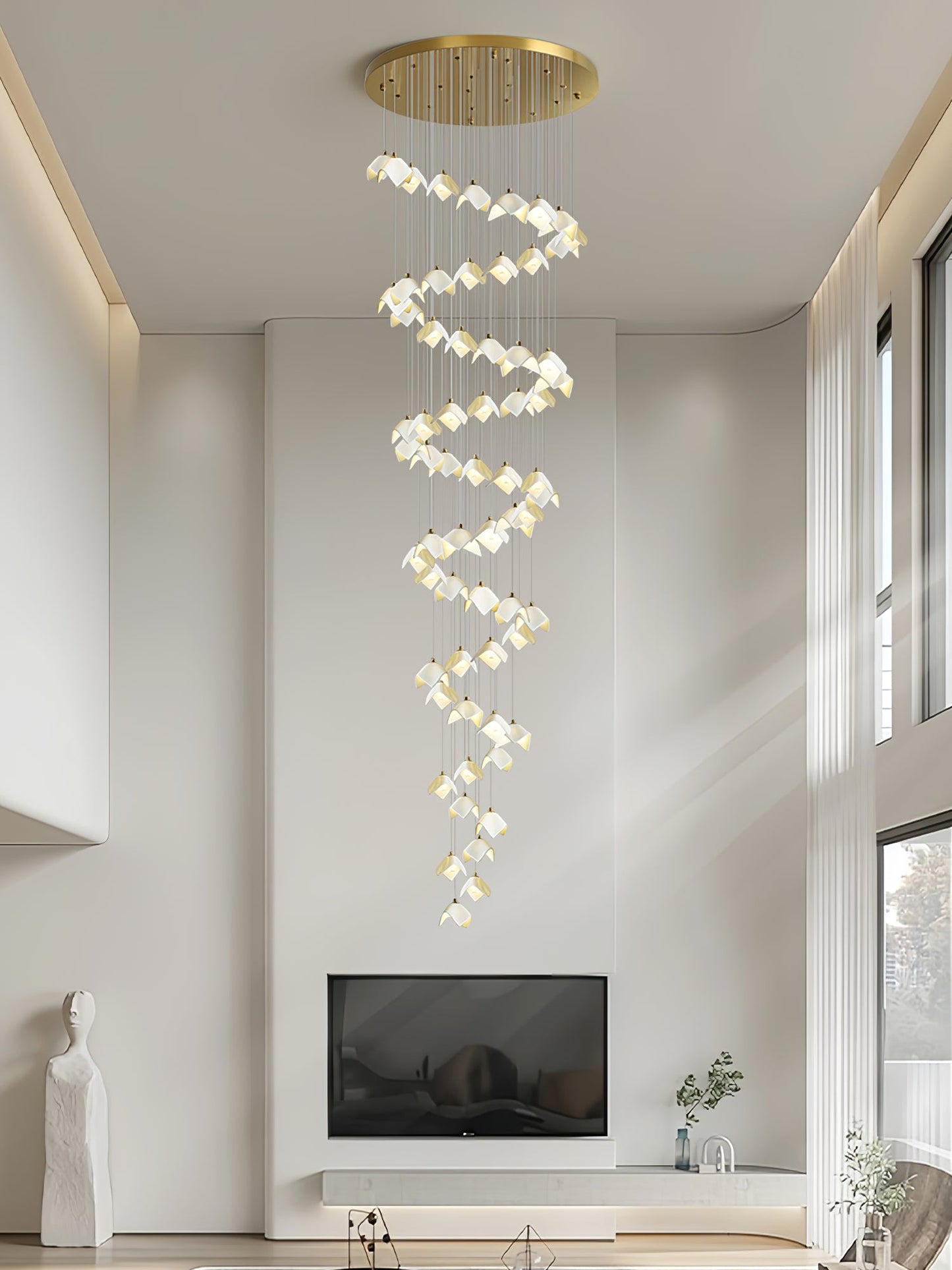Orlani Cascade Stairs Chandelier - Elegant Design with Dimmable Lighti