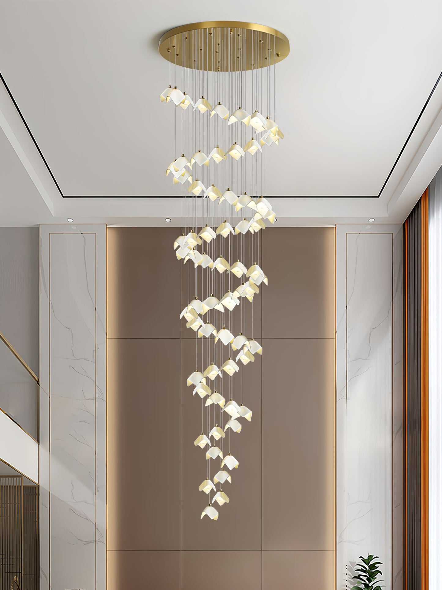 Orlani Cascade Stairs Chandelier - Elegant Design with Dimmable Lighti