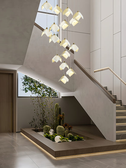 Orlani Cascade Stairs Chandelier - Elegant Design with Dimmable Lighti