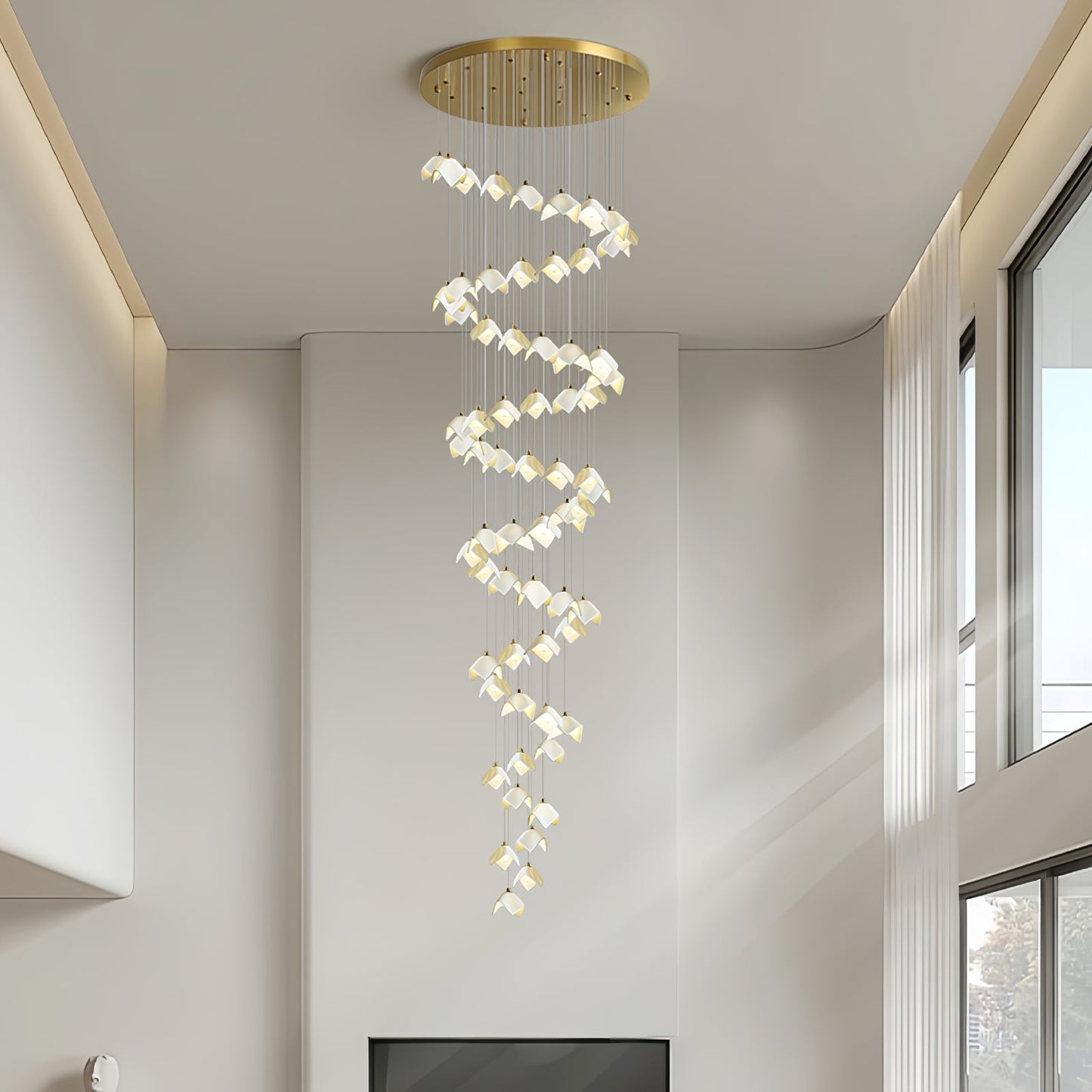 Orlani Cascade Stairs Chandelier - Elegant Design with Dimmable Lighti