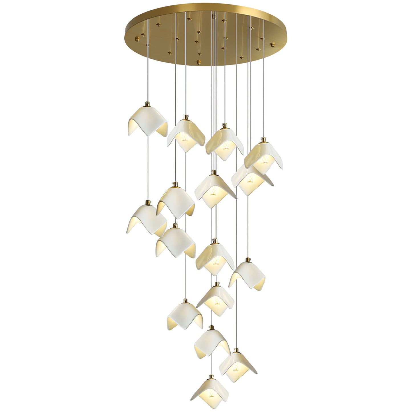 Orlani Cascade Stairs Chandelier - Elegant Design with Dimmable Lighti