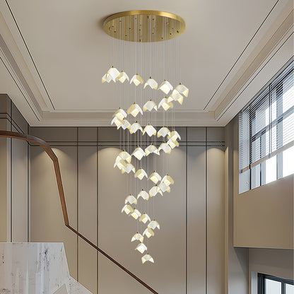 Orlani Cascade Stairs Chandelier - Elegant Design with Dimmable Lighti