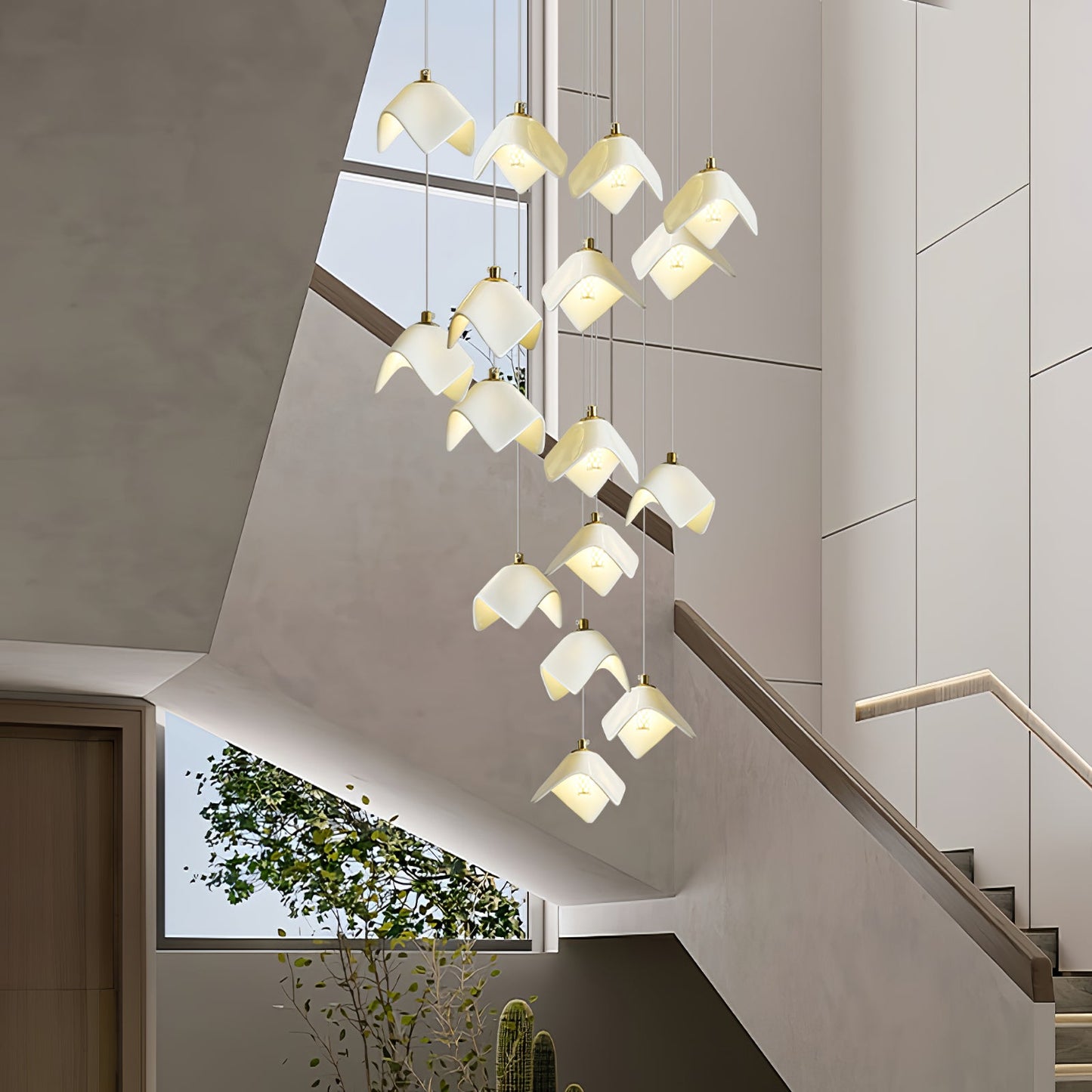 Orlani Cascade Stairs Chandelier - Elegant Design with Dimmable Lighti