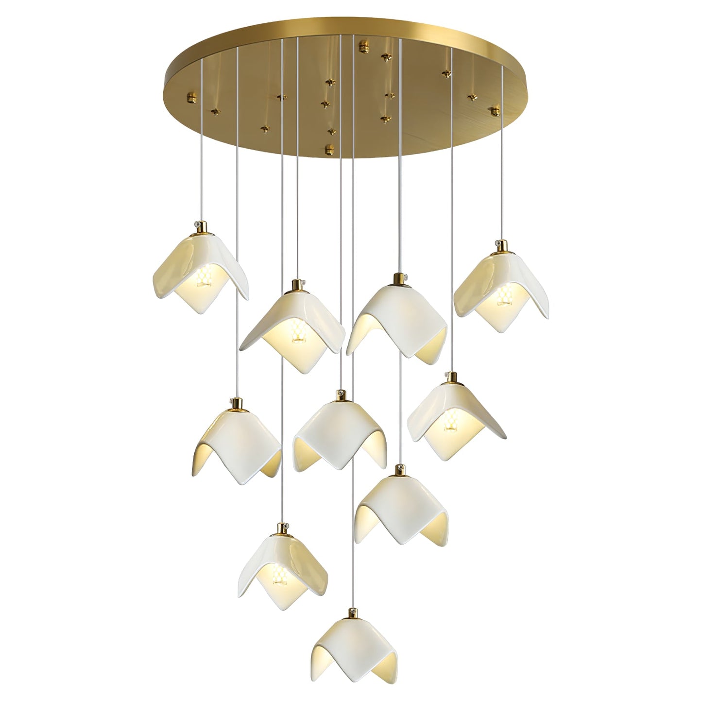 Orlani Cascade Stairs Chandelier - Elegant Design with Dimmable Lighti