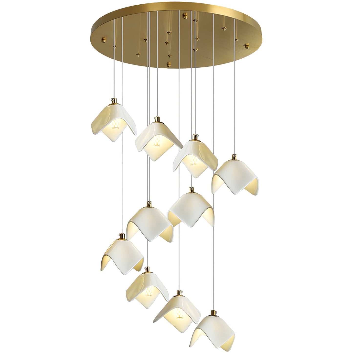 Orlani Cascade Stairs Chandelier - Elegant Design with Dimmable Lighti