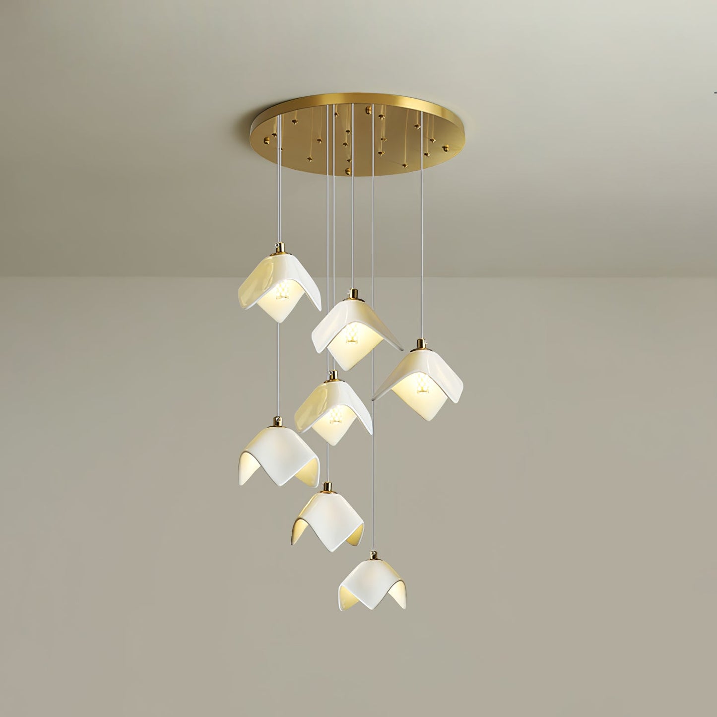 Orlani Cascade Stairs Chandelier - Elegant Design with Dimmable Lighti