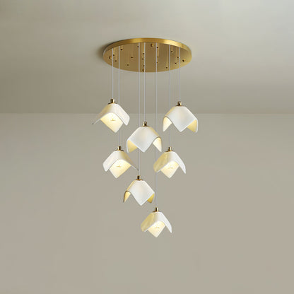 Orlani Cascade Stairs Chandelier - Elegant Design with Dimmable Lighti