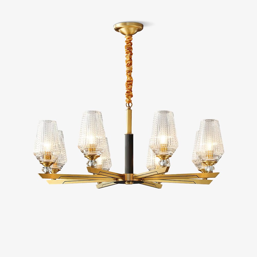 Elegant Brass Chandelier with Adjustable Height & Dimmable Lighting