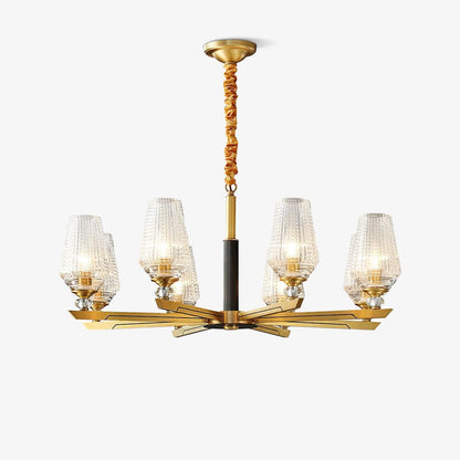 Elegant Brass Chandelier with Adjustable Height & Dimmable Lighting
