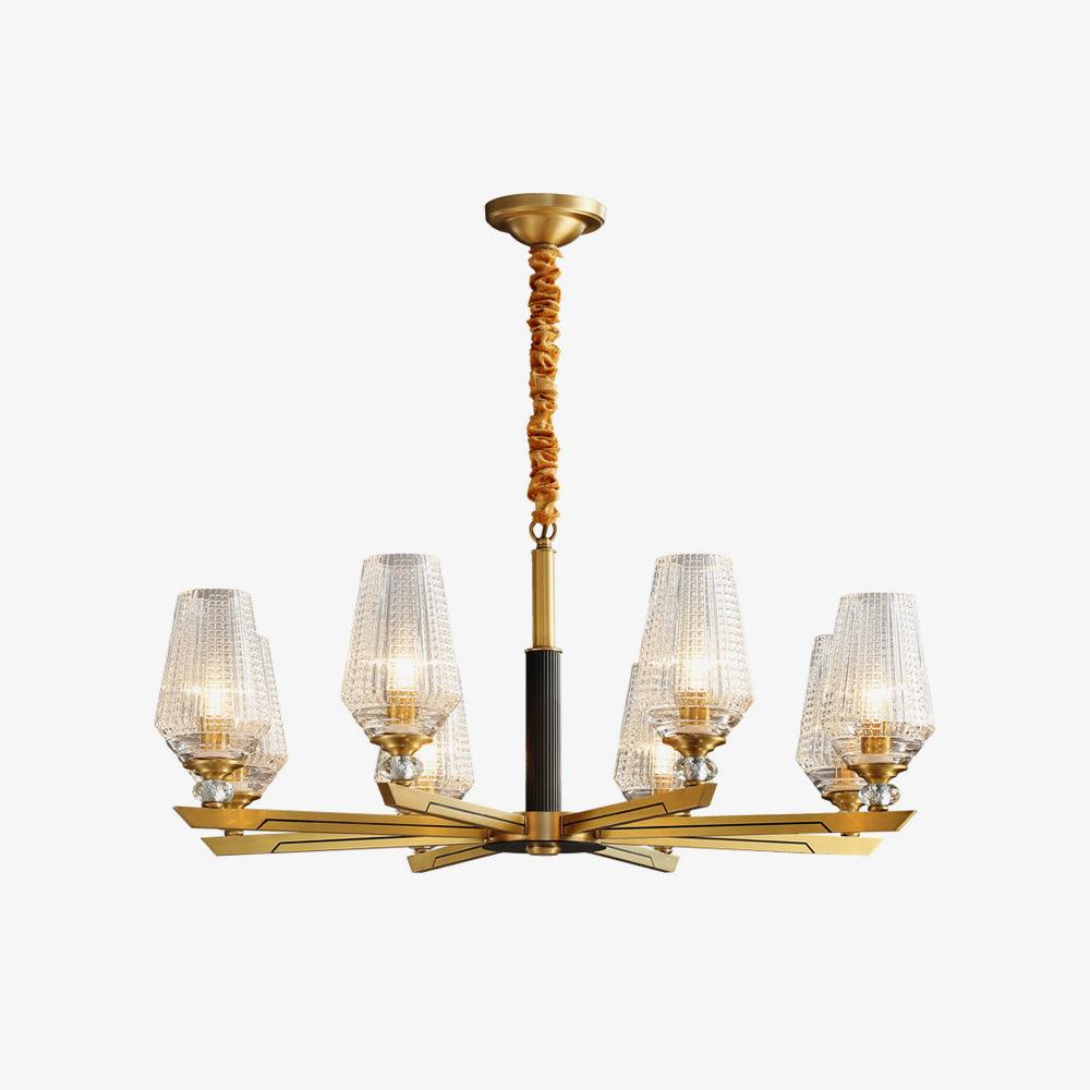 Elegant Brass Chandelier with Adjustable Height & Dimmable Lighting
