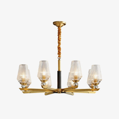 Elegant Brass Chandelier with Adjustable Height & Dimmable Lighting
