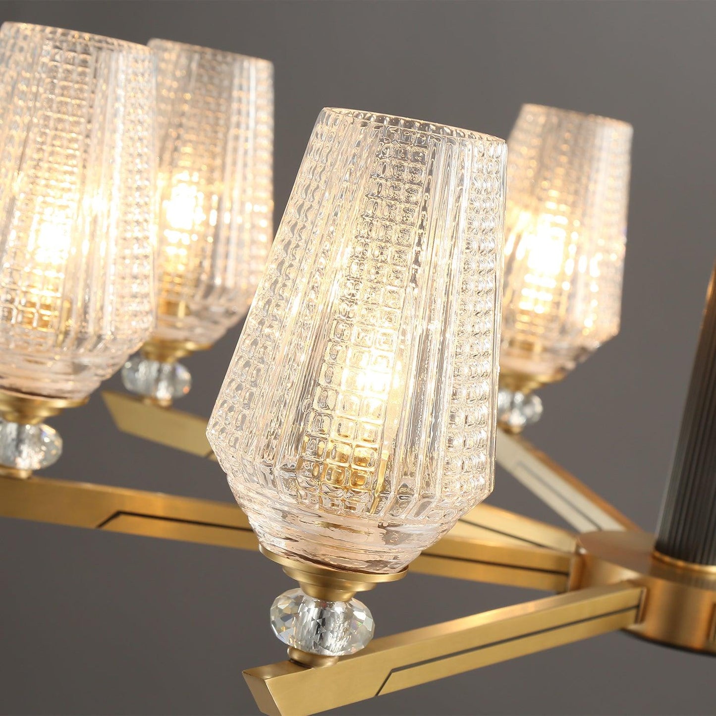 Elegant Brass Chandelier with Adjustable Height & Dimmable Lighting