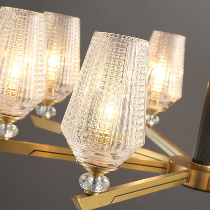 Elegant Brass Chandelier with Adjustable Height & Dimmable Lighting