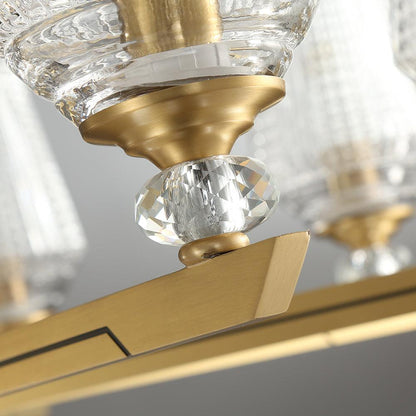 Elegant Brass Chandelier with Adjustable Height & Dimmable Lighting
