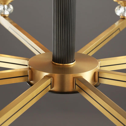 Elegant Brass Chandelier with Adjustable Height & Dimmable Lighting