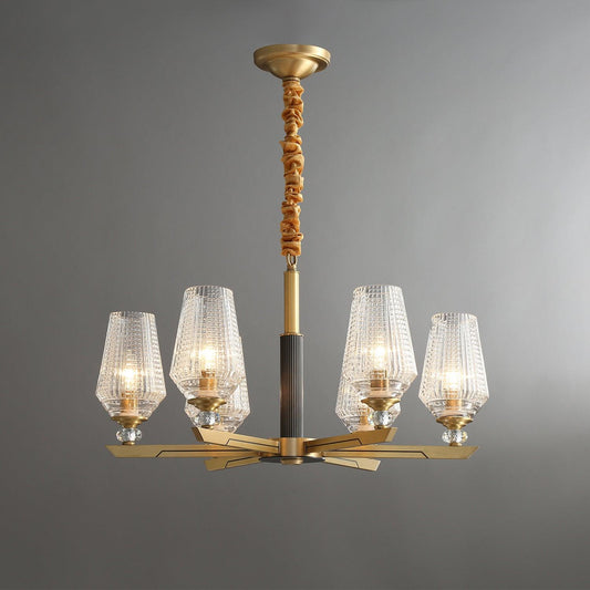 Elegant Brass Chandelier with Adjustable Height & Dimmable Lighting
