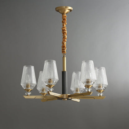 Elegant Brass Chandelier with Adjustable Height & Dimmable Lighting