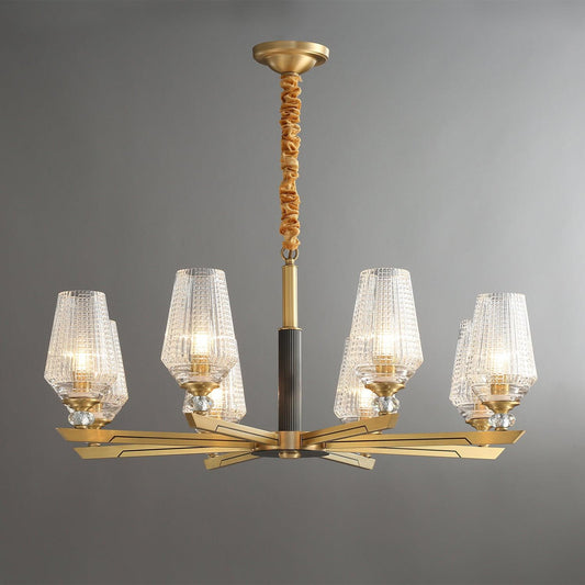 Elegant Brass Chandelier with Adjustable Height & Dimmable Lighting