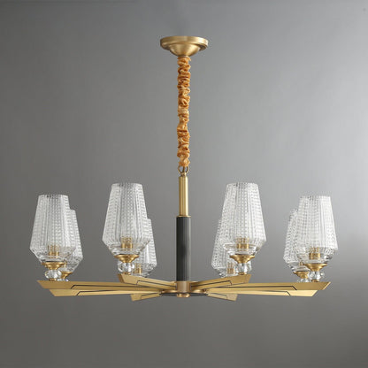 Elegant Brass Chandelier with Adjustable Height & Dimmable Lighting