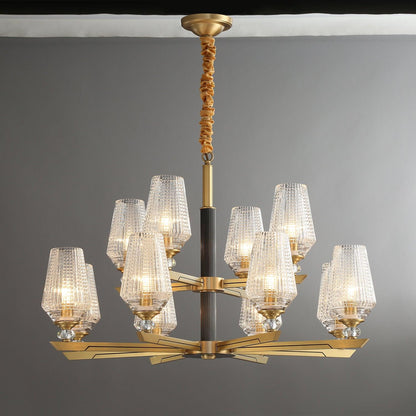 Elegant Brass Chandelier with Adjustable Height & Dimmable Lighting