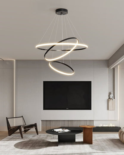 Orrery Rings Chandelier - Adjustable Height, Modern LED Lighting