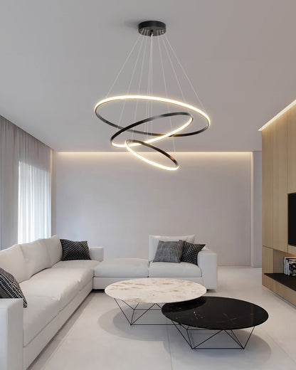Orrery Rings Chandelier - Adjustable Height, Modern LED Lighting