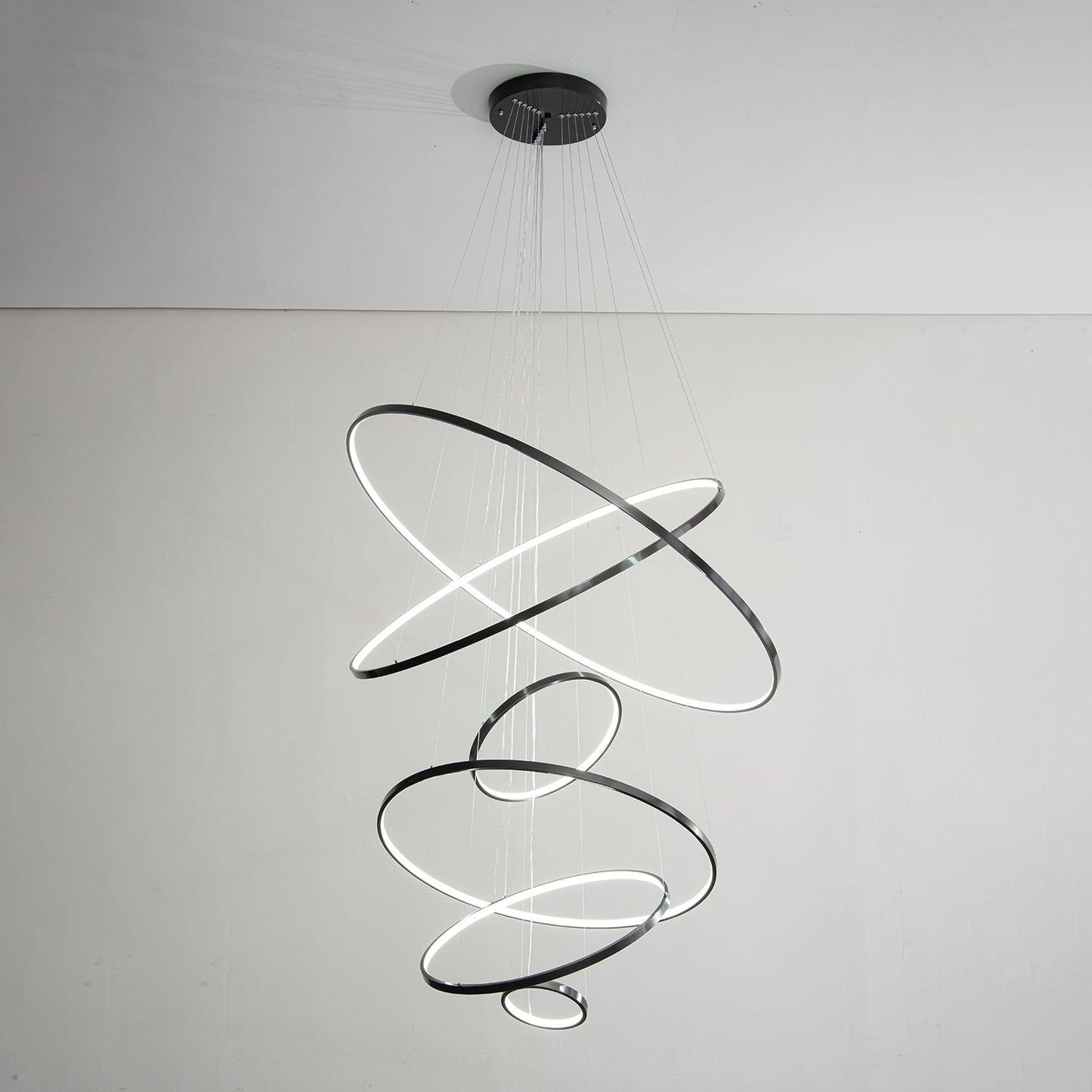 Orrery Rings Chandelier - Adjustable Height, Modern LED Lighting