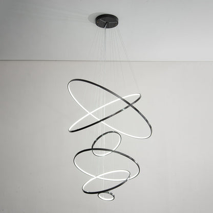 Orrery Rings Chandelier - Adjustable Height, Modern LED Lighting