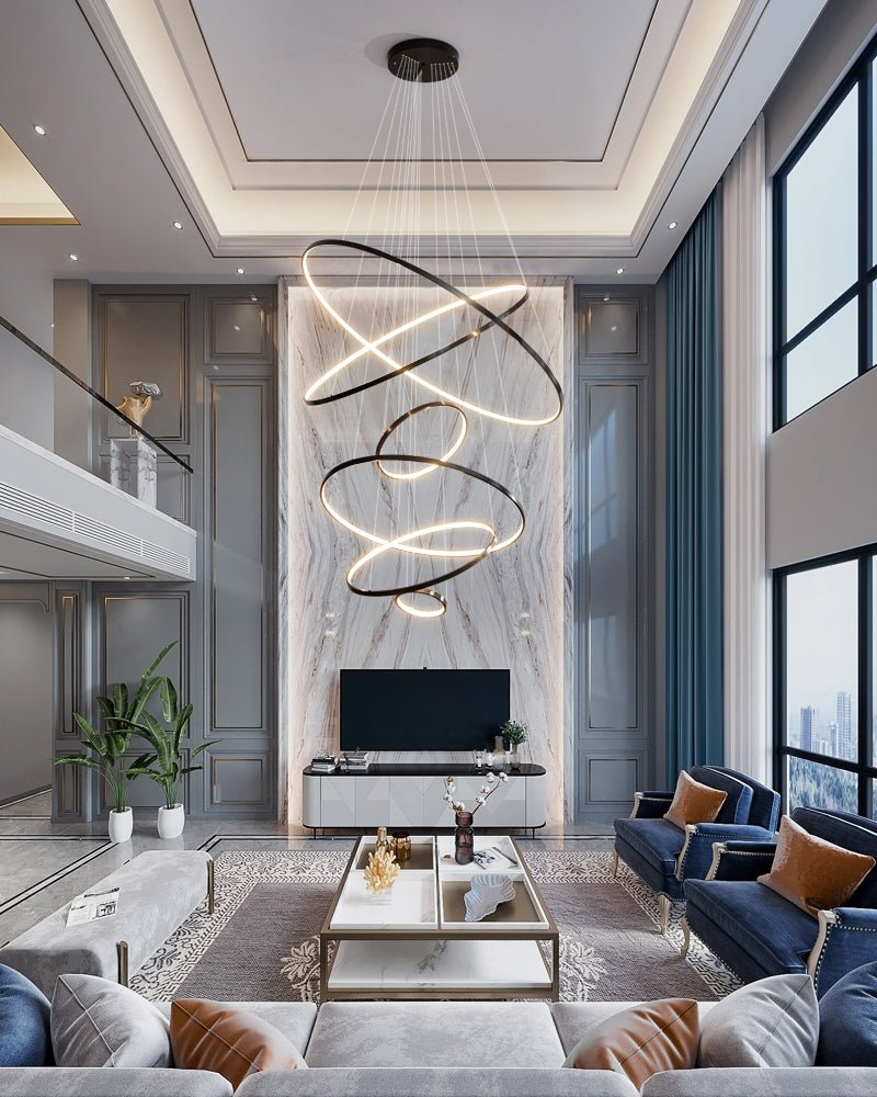 Orrery Rings Chandelier - Adjustable Height, Modern LED Lighting