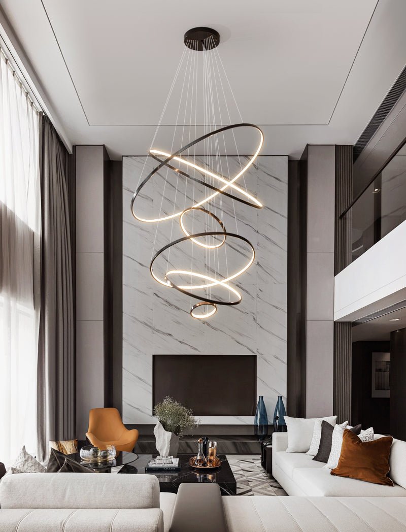Orrery Rings Chandelier - Adjustable Height, Modern LED Lighting