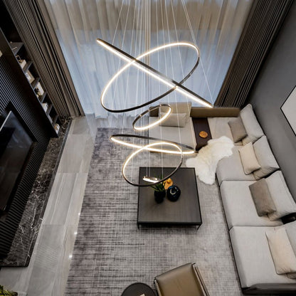 Orrery Rings Chandelier - Adjustable Height, Modern LED Lighting