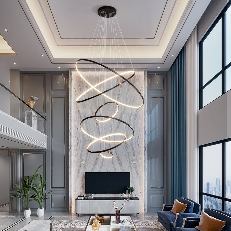 Orrery Rings Chandelier - Adjustable Height, Modern LED Lighting