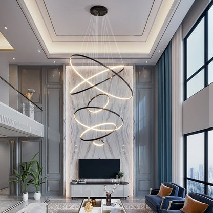 Orrery Rings Chandelier - Adjustable Height, Modern LED Lighting