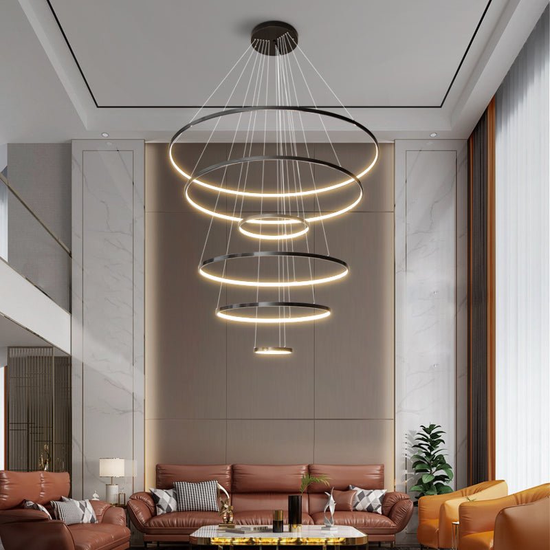 Orrery Rings Chandelier - Adjustable Height, Modern LED Lighting