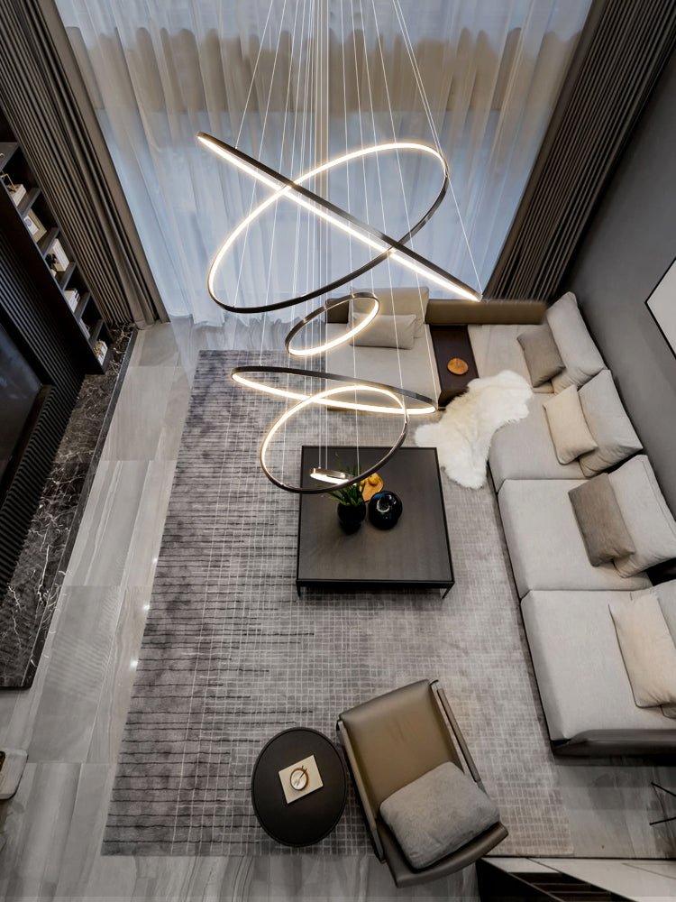 Orrery Rings Chandelier - Adjustable Height, Modern LED Lighting