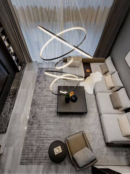 Orrery Rings Chandelier - Adjustable Height, Modern LED Lighting