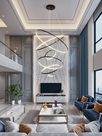 Orrery Rings Chandelier - Adjustable Height, Modern LED Lighting