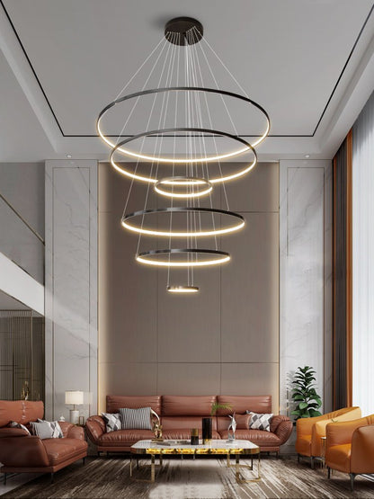 Orrery Rings Chandelier - Adjustable Height, Modern LED Lighting
