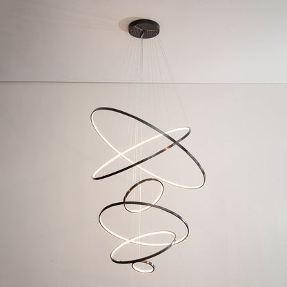 Orrery Rings Chandelier - Adjustable Height, Modern LED Lighting