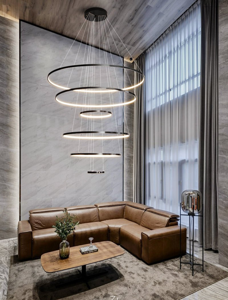 Orrery Rings Chandelier - Adjustable Height, Modern LED Lighting