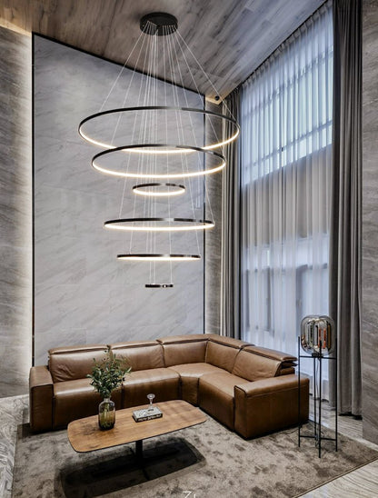 Orrery Rings Chandelier - Adjustable Height, Modern LED Lighting