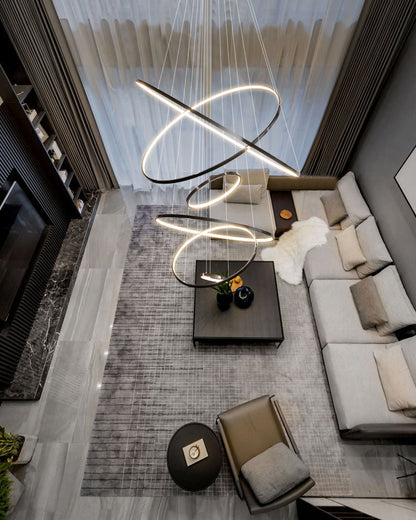 Orrery Rings Chandelier - Adjustable Height, Modern LED Lighting