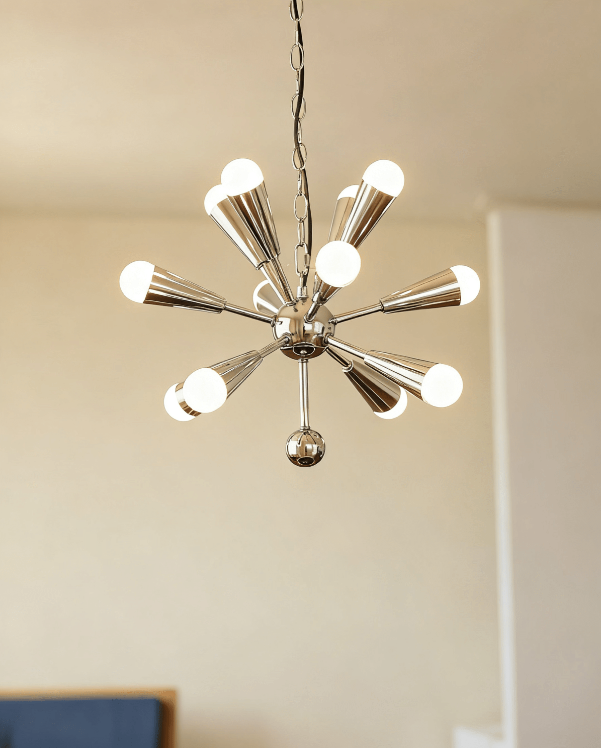 Orvian Chrome Chandelier - Modern Design, Adjustable Height, LED Compa