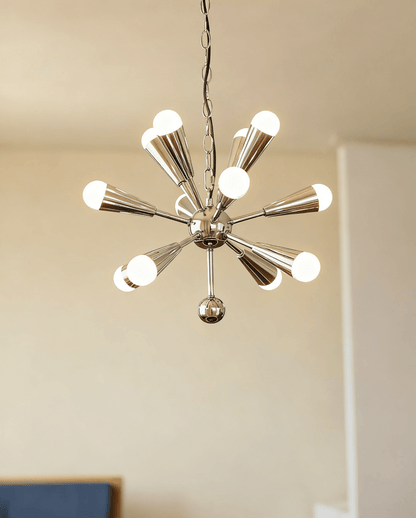 Orvian Chrome Chandelier - Modern Design, Adjustable Height, LED Compa