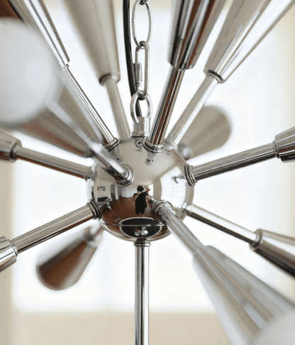 Orvian Chrome Chandelier - Modern Design, Adjustable Height, LED Compa