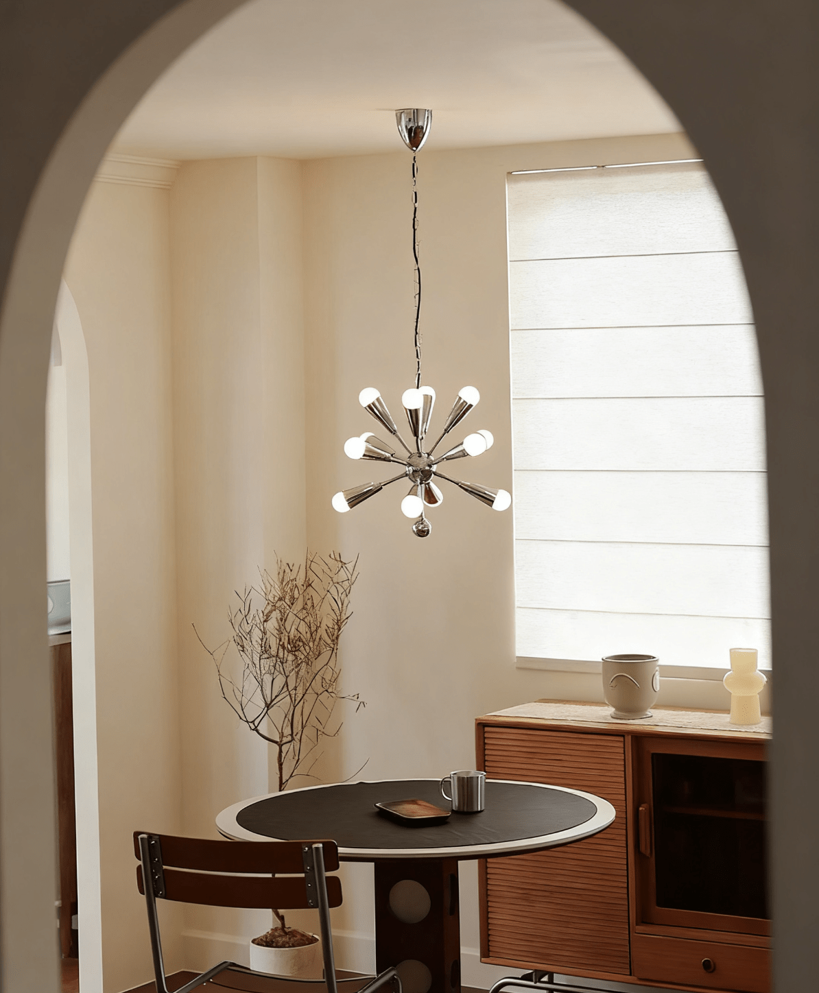 Orvian Chrome Chandelier - Modern Design, Adjustable Height, LED Compa